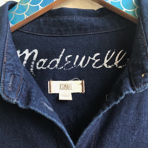 Madewell Dark Blue Chambray Cotton Button Down - Picture 4 of 6
